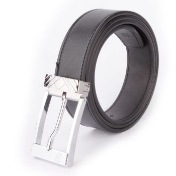 Silver Pin Buckle Reversible Black Textured Belt - Men Wallet & Belts - Best Price in Pakistan - HitShop.pk